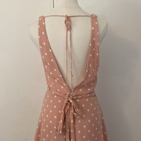AFRM Pastel Pink Polka Dot Tiered Wrap Maxi Dress Size Small - Picture 7 of 14
